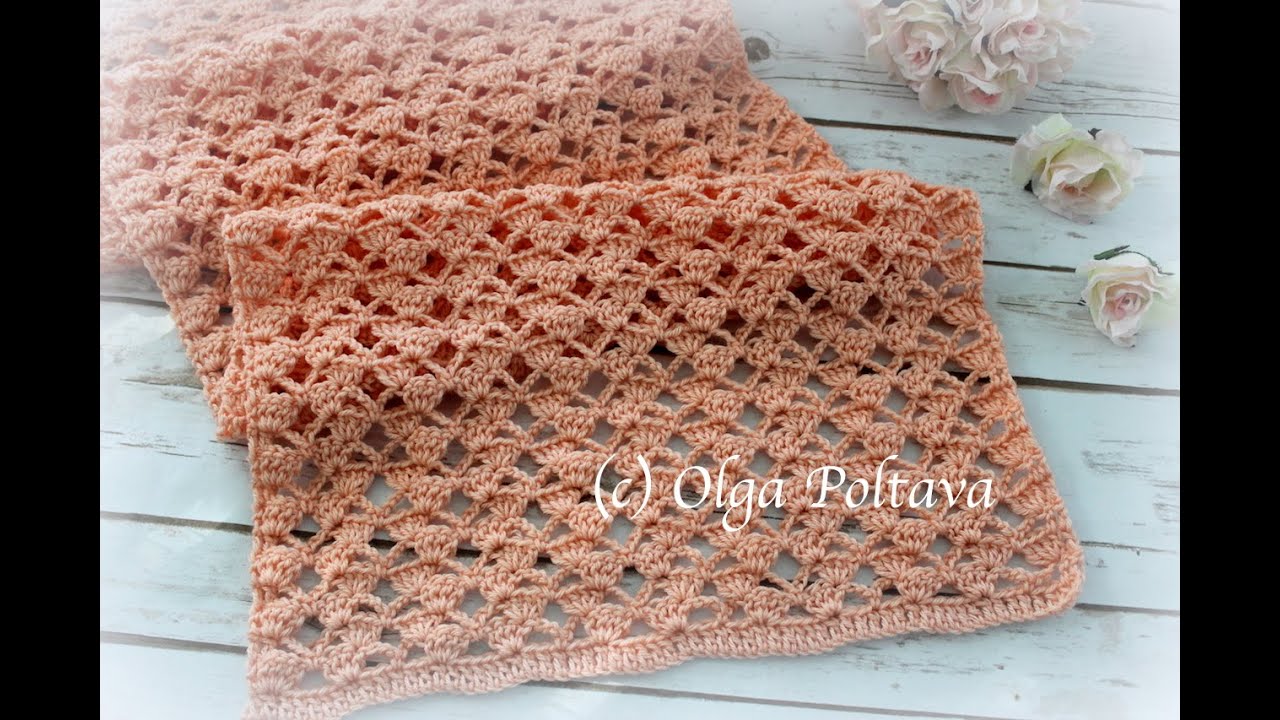 How to Crochet Lacy Scarf Variegated Yarn, Crochet Video Tutorial 