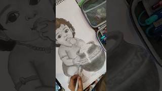 Student Talent 😲 Beautiful Krishna Drawing #shorts