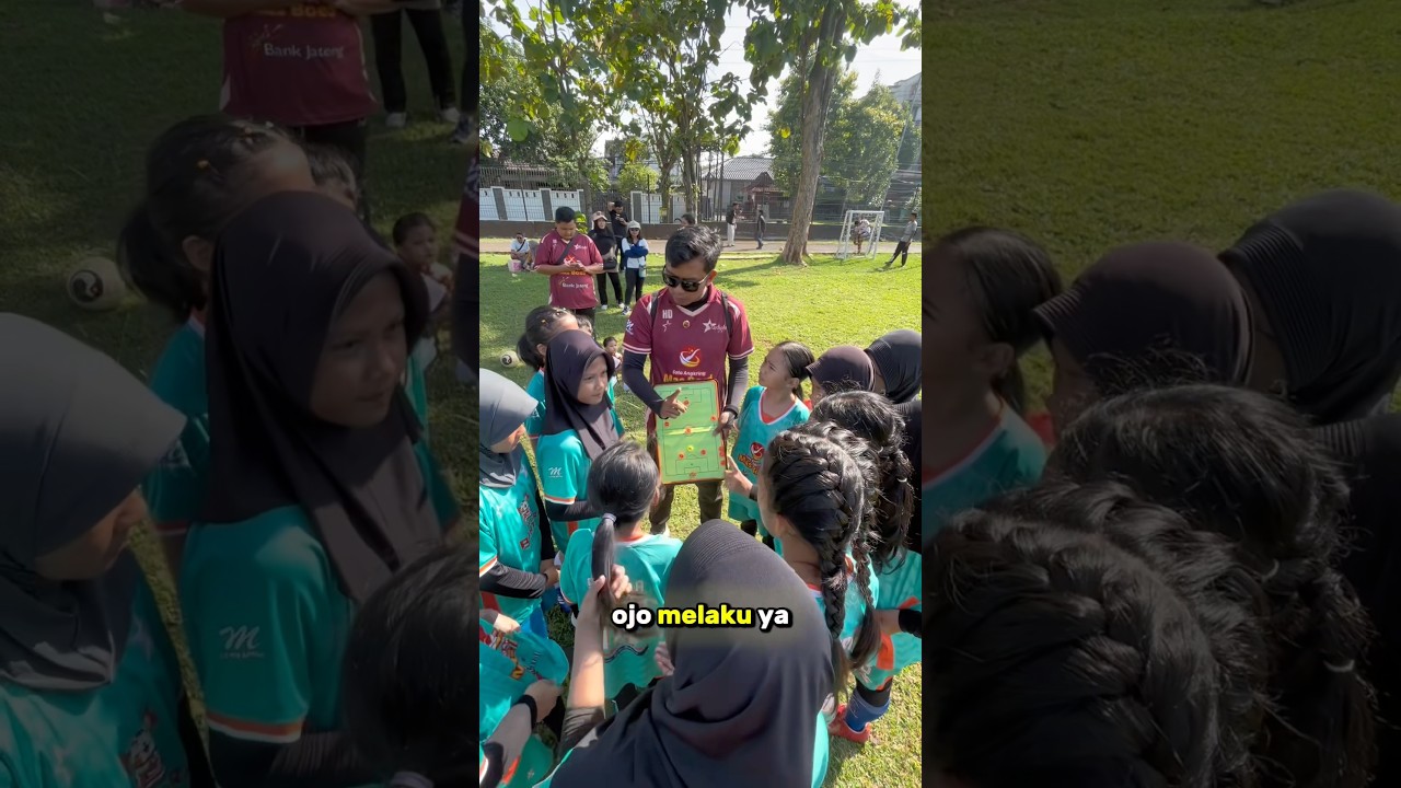 Mic check. Coach sepak bola wanita SSB Starlight Girl Semarang. 