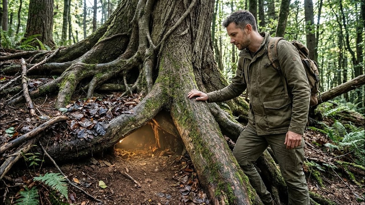 I Built a Hidden Underground Shelter Beneath a Living Tree Root