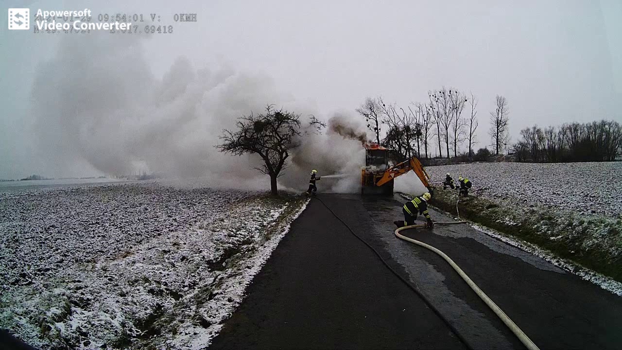 JSDH Opatovice - Požár bagru, Býškovice 29.1.2021