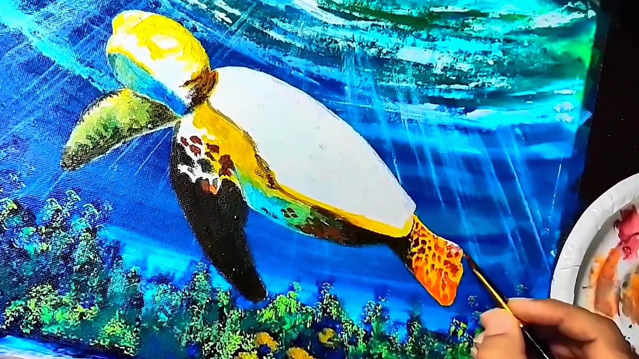Sea Turtle Acrylic Painting Time Lapse /Video Tutorial - YouTube