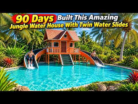 90 Days ​Built This Amazing Jungle Water House With Twin Water Slides