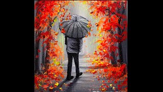 How To Paint A WALK IN THE FALL acrylic painting tutorial