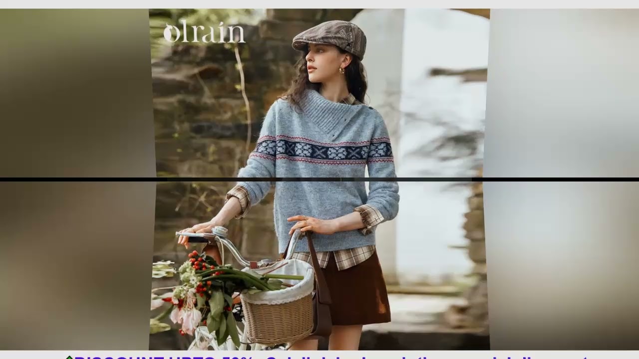 OLrain Autumn Casual Sweaters for Woman 2025 New in Irregular Collar Jacquard Pullover Sweater Loose