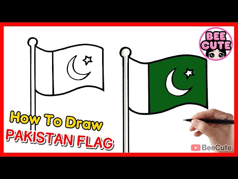 How to draw The National flag of Pakistan | Draw Pakistan flag easy | Bee  Cute - YouTube