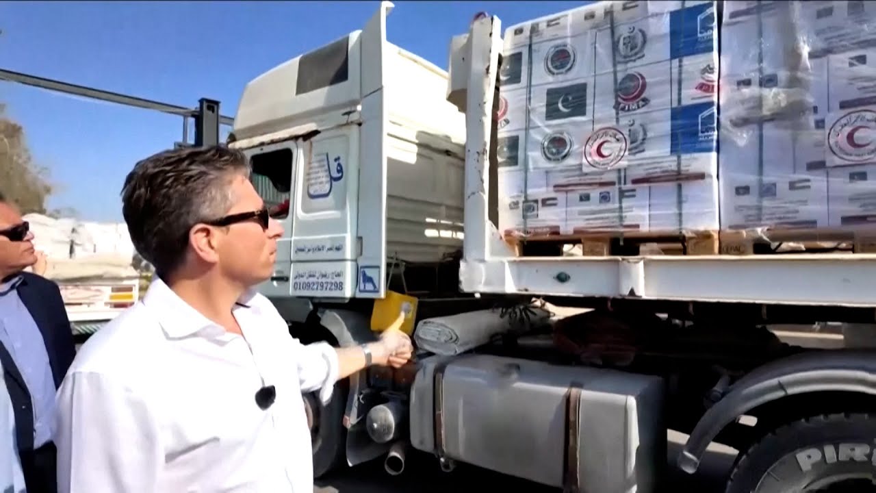 UN relief chief oversees aid trucks from multiple countries, including Pakistan, entering Gaza