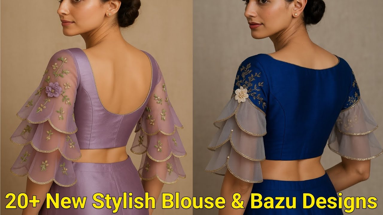 20+ New Stylish Blouse & Bazu Designs | Net & Fabric Blouse Design 2025 | Latest Saree Blouse Ideas