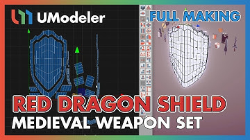 3D Modeling in Unity - Full Making Video of Modeling & Unwrapping a Red Dragon Shield