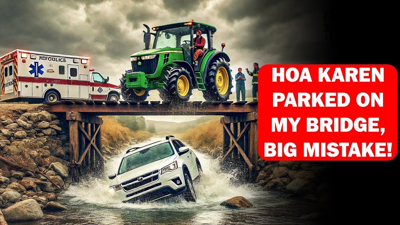 HOA Karen Blocks Bridge to Extort Me—Didn’t Expect a Tractor to Drop Her SUV in the Creek!