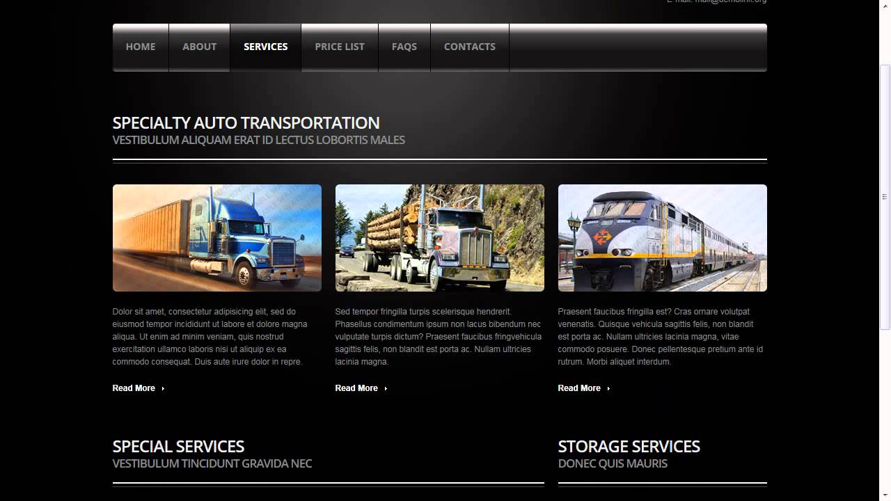 Transportation Website Template
