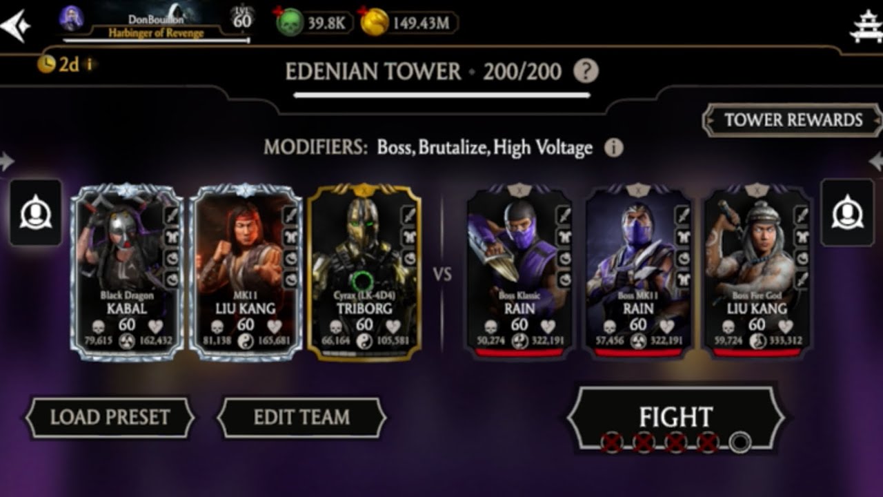 200 Fatal Edenian Tower, MK Mobile, Gameplay and Reward