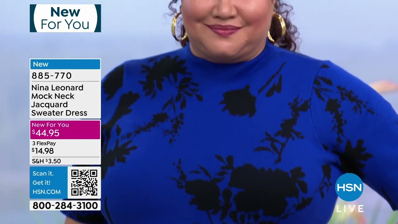 Nina Leonard Mock Neck Jacquard Sweater Dress - YouTube