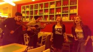 Unexpected explosion of Sia's song singing in a restaurant