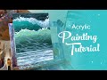 Acrylic Painting Tutorial - Teal Ocean Waves