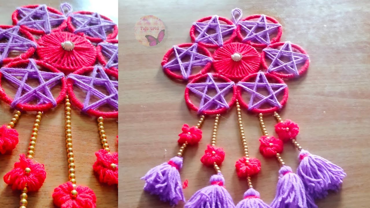 Woolen thread Wall hanging making with old bangles tejuarts 