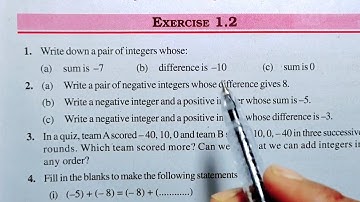 Class 7 Maths Chapter 1 l NCERT EXERCISE-1.2 l integers l CBSE Board l Solution l Class 7 maths