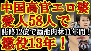 【中国共産党のエロババアが懲役13年！『高官の権力で酒池肉林！男性部下58名愛人に！賄賂は12億円！』】なんと年間265日×11年間ヌキヌキポン！専用の愛人ルームで若い男にご奉仕させていたぁ！ハニトラ