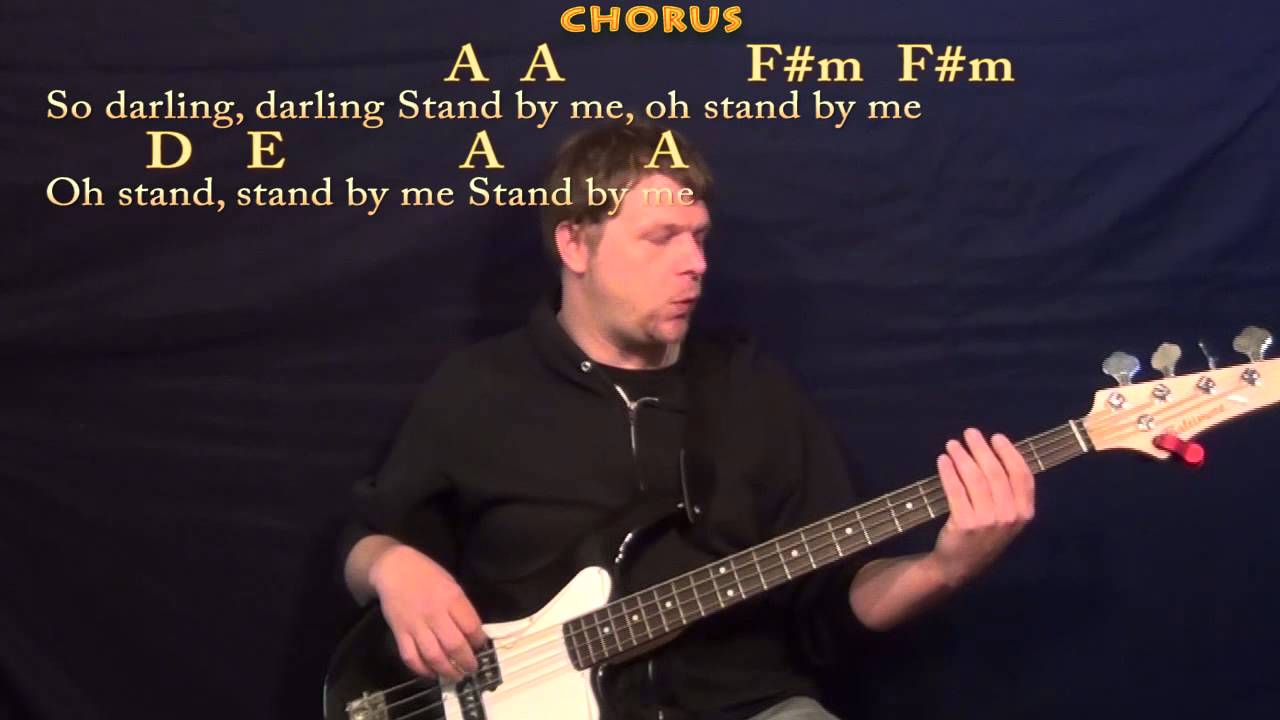 Stand By Me (Ben E King) Bass Guitar Cover Lesson in A with Chords-Lyrics
