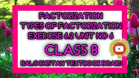 Factorization / Types of Factorization / Exercise 6.2 Unit no 6 / Balochistan Textbook Board Quetta