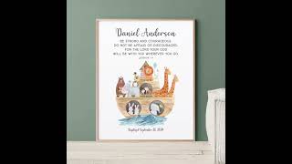 Baptism Gift Boy, Noah Ark Decor, Watercolor Baptism Gift Personalized #digital prints #etsy