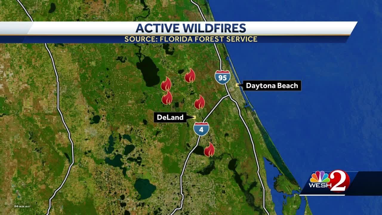 Multiple brush fires in Volusia County due to lightning strikes - YouTube