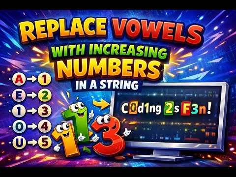 Python Interview Question | Replace vowels with increasing numbers in a string | String Manipulation