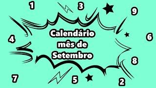 Calendário do mês de Setembro para as crianças