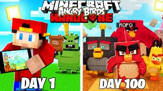 I Spent 100 Days in Minecraft as an ANGRY BIRD...