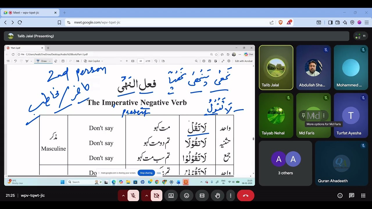 35 - Lecture | Imperative Affirmative & Negative of Hollow Verb Waw | فعل الأمر والنهي من الأجوف 