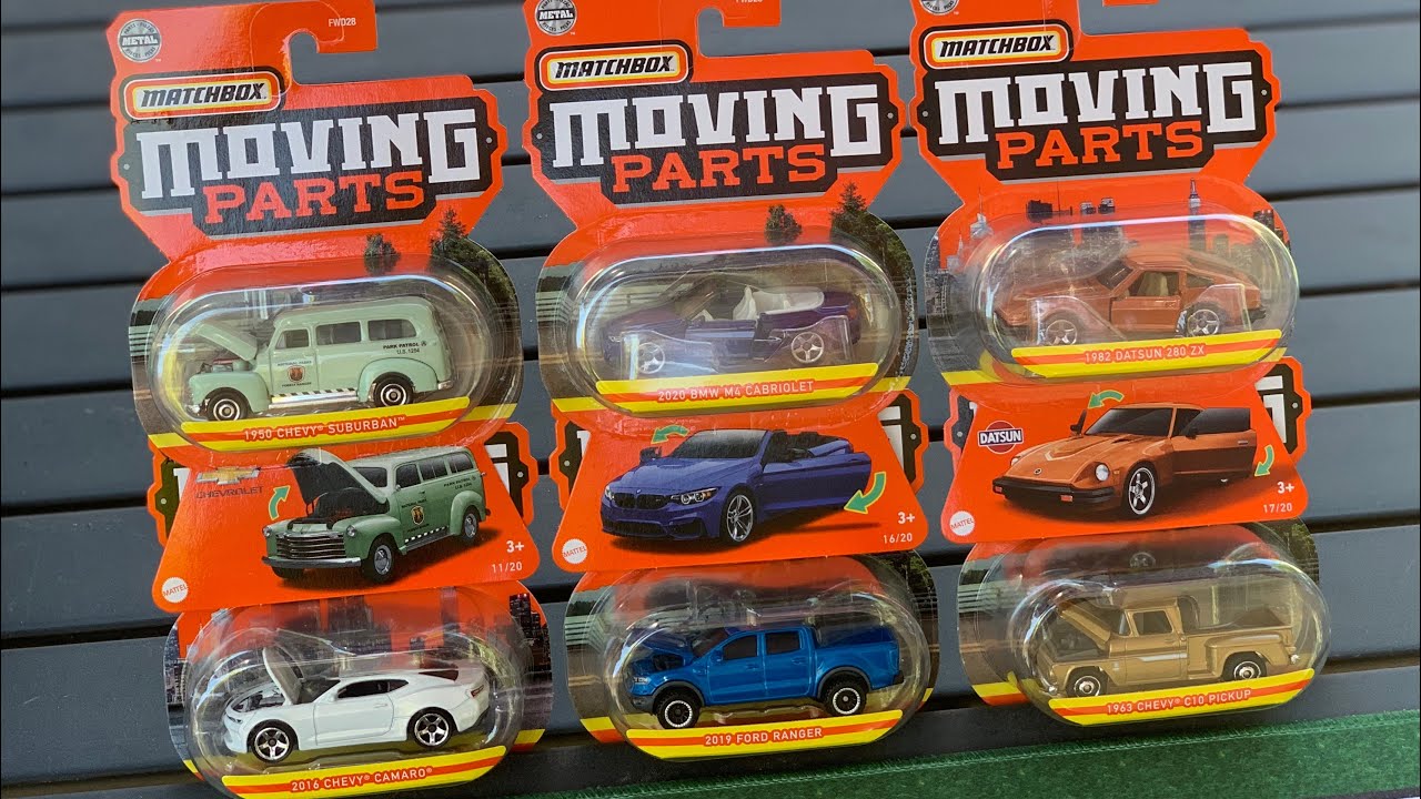 MATCHBOX 2021 MOVING PARTS COMPLETE SET 7 CAR DATSUN CHEVY CAMARO FORD BMW 