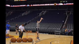 DEVIN BOOKER SHOOTS 19 STRAIGHT 3-POINTERS IN A ROW IN PRACTICE | 2018 NBA 3 Point Contest Champion