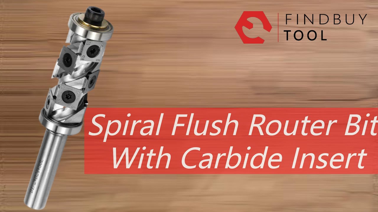 Spiral Flush Trim Router Bit with Carbide Insert, Double Bearing