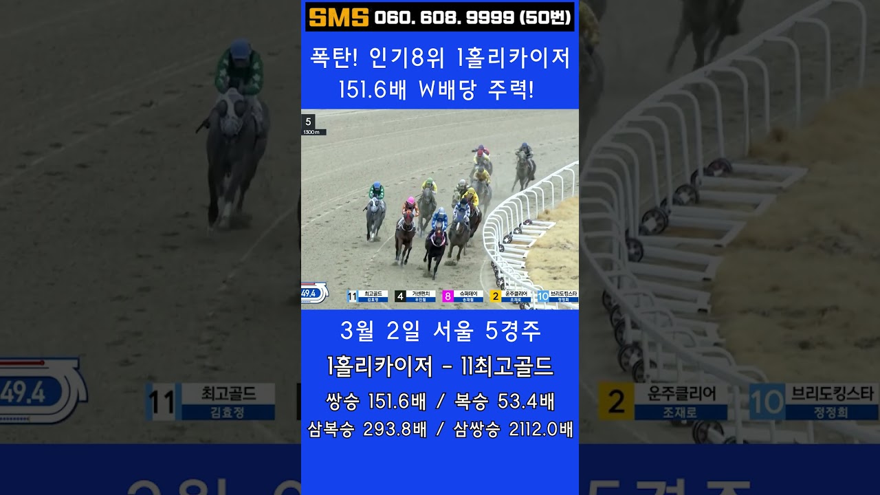 3/2(월)💣151.6배!(주력) W노림수 복병! 1홀리카이저 과감히 놓고 때려! / 믿어지십니까? 이런게 한구라입니다. 🐎 인기1위에 쫄지마!