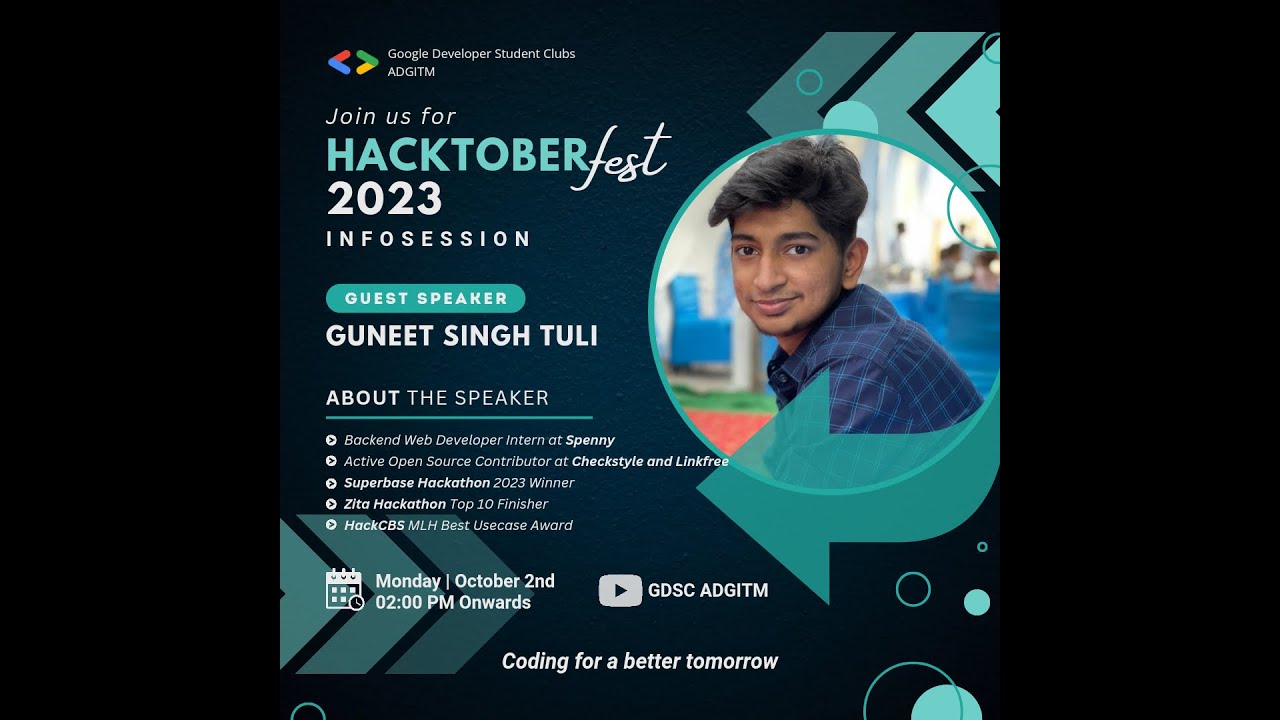 Hacktoberfest Speaker Cum Info Session || GDSC ADGITM - YouTube