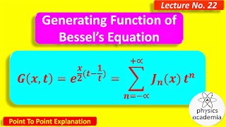 Generating function of Bessel's Differential Equation || Lecture No. 22 || Bengali
