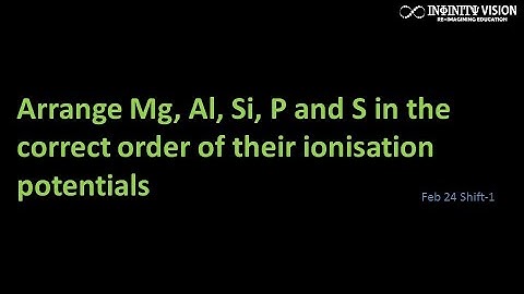 Arrange Mg, Al, Si, P and S in the correct order of their ionisation potentials