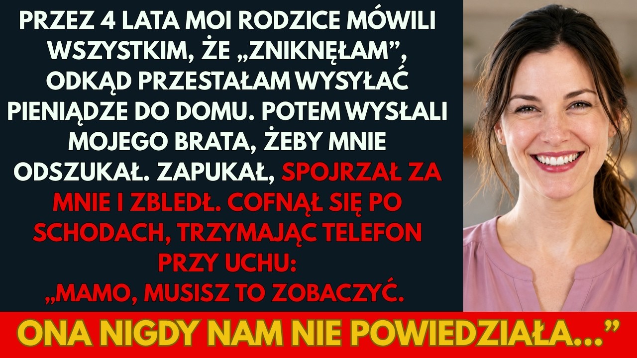 Stał na mojej klatce schodowej z telefonem przy uchu i patrzył na mnie tak, jakby właśnie zobaczył kogoś, kogo od dawna uważał za martwego. Mój młodszy brat. Którego nie widziałam od czterech lat....