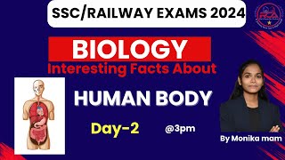 RAILWAY/SSC EXAM 2024|Biology Interesting Facts About Human Body |Biology Classes For SSC|#ssc #rrb