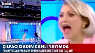 Çılpaq qadın canlı yayımda aparıcıya hücum etdi - Baku TV