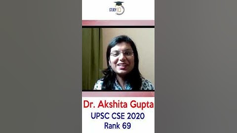 UPSC CSE 2020 Topper Dr Akshita Gupta AIR 69 talks about role of Study IQ in UPSC Interview #SHORTS
