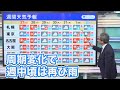 週間天気 周期変化で週中頃は再び雨に