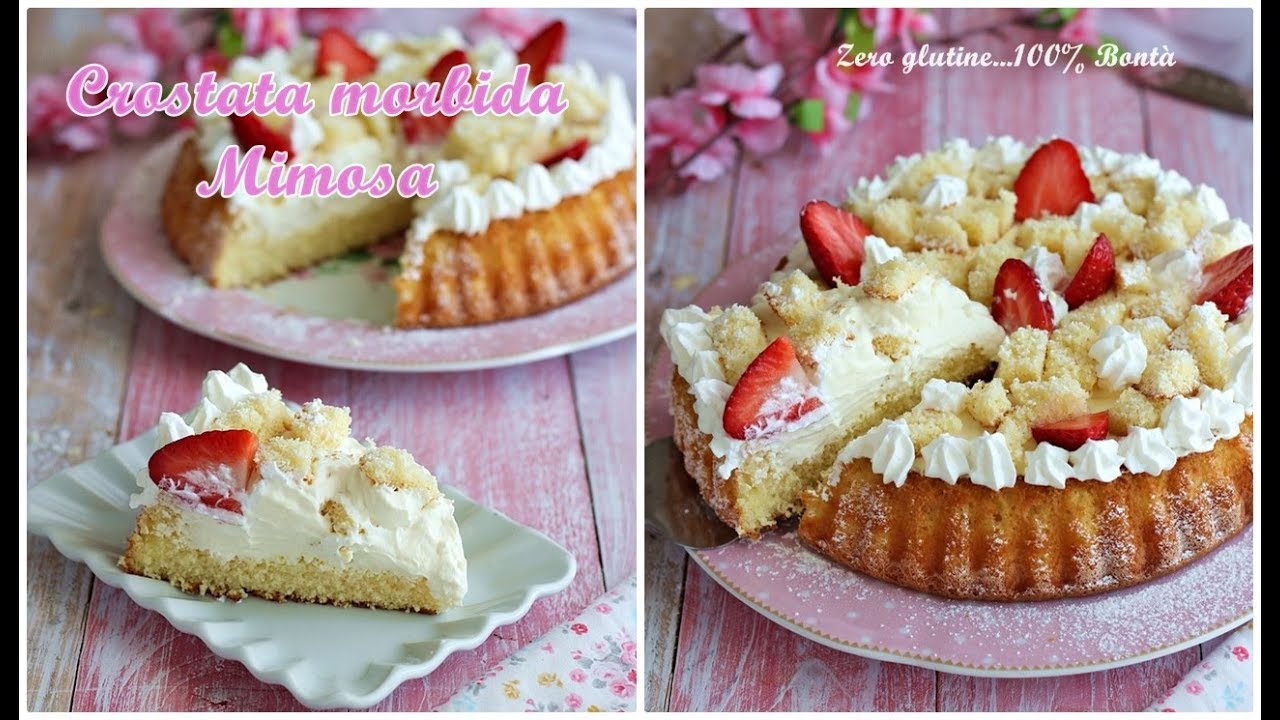 Crostata morbida mimosa con crema e fragole