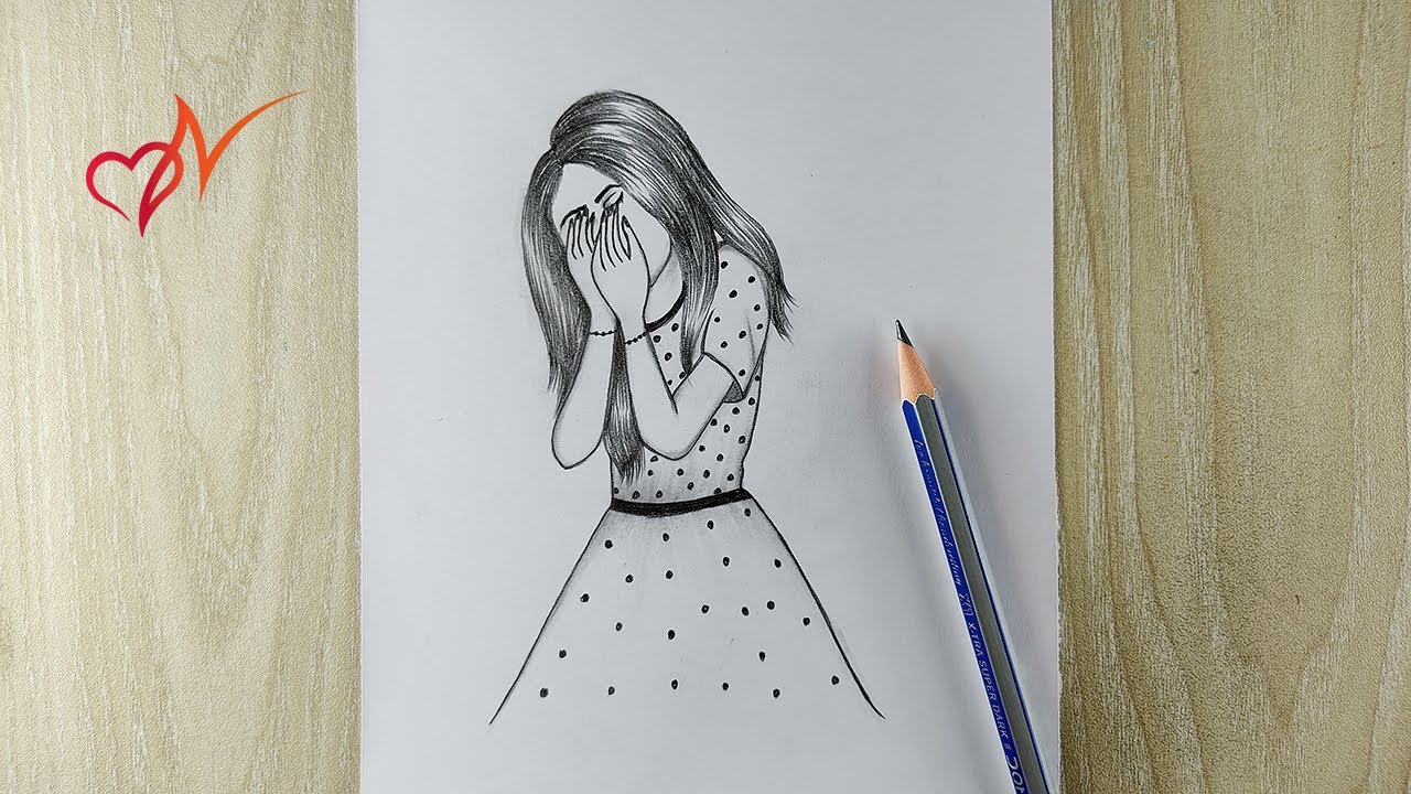 How to draw a sad girl for beginners  Face drawing Pencil sketch   üzgün bir kız nasıl çizilir  How to draw a sad girl for beginners  Face  drawing Pencil
