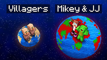 Villagers TINY Planet vs JJ & Mikey GIANT Planet Survival Battle in Minecraft (Maizen)