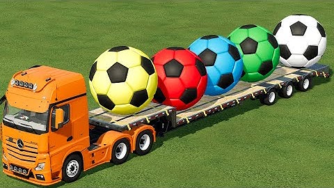 TRANSPORT OF COLORS ! GIANT BALL LOADING ON LOW LOADER with MINI TRACTORS ! Farming Simulator 22