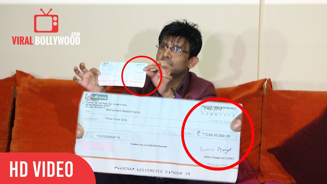 KRK Reveals Kumar Mangat's RS - 3,0000000 cheque | KRK Review