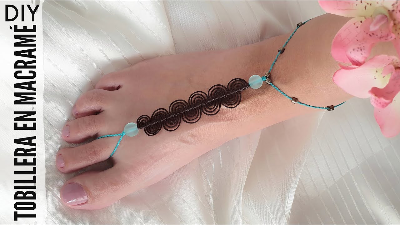 DIY TOBILLERA ENCAJE EN MACRAMÉ SUPER FÁCIL | SANDALIAS DESCALZAS EN MACRAMÉ | HOW TO MAKE ANKLETS