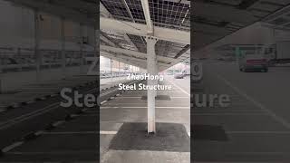 ZhaoHong Steel Structure: Solar carport with PV roof. Durable &amp; efficient parking solution#warehouse