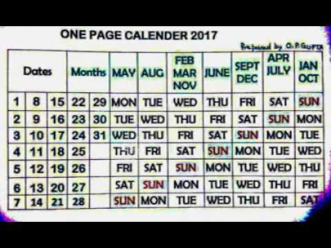 one page calender